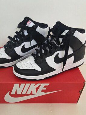 Nike Dunk High Womens 9 Sneakers Black White Panda Shoes Casual 80s Retro - New